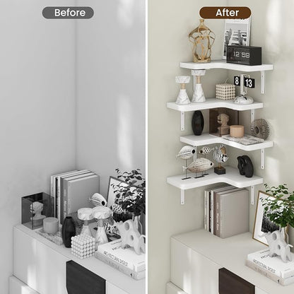 Venusmiles Corner Floating Shelves Set of 4, Wall Mounted L-Shaped Storage - Image 6