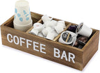 ELLDOO Coffee Pod Holder Storage, Coffee Bar Wooden Storage Box with Removable Grids, Coffee Station Organizer for K Cup, Rustic Coffee Accessories for Counter Home Decor, Vintage Wood