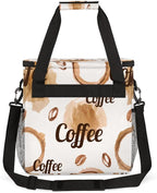 Watercolor Coffee Coffee Maker Carring Bag Coffee Beans Travel Carrying Storage Tote Bag Compatible with Keurig K-Mini or K-Mini Plus Portable Single Serve Coffee Brewer Case with Pockets for K-cup Pods