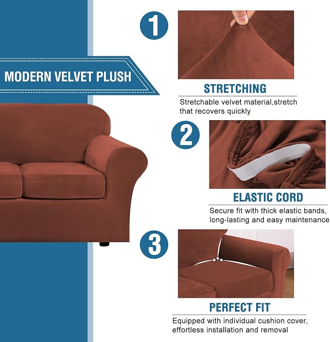 H.VERSAILTEX Rich Polyester and Spandex 2 Piece Cover Chair Slipcover Sofa - Image 3