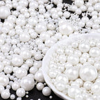 White Pearl Sprinkles for Cake Decorating, 6 Sizes Mix 4.6 oz Edible Pearl Sugar Sprinkles for Cupcake Cookies Ice Cream Donuts Baking Topping