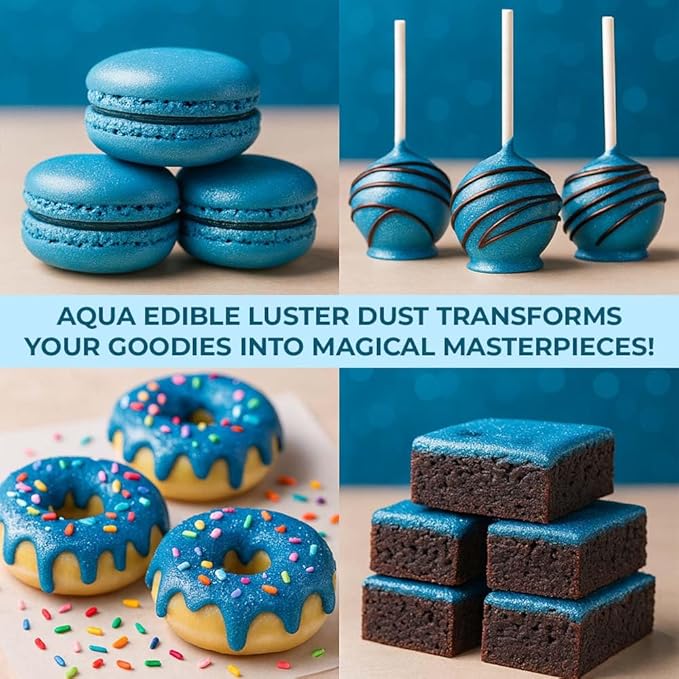 Bulk (20g) Light Blue Luster Dust Edible Glitter for Cocktails | Premium Edible Light Blue Luster Dust for Cake Decorations - Edible Glitter for Drinks Cupcakes Cookies Cakes Food Paint