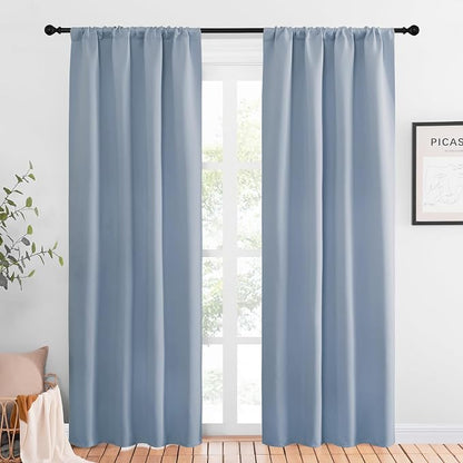 NICETOWN Blackout Curtains for Living Curtains, Vintage Blue, 1 Pair, 34-inch W by NICETOWN