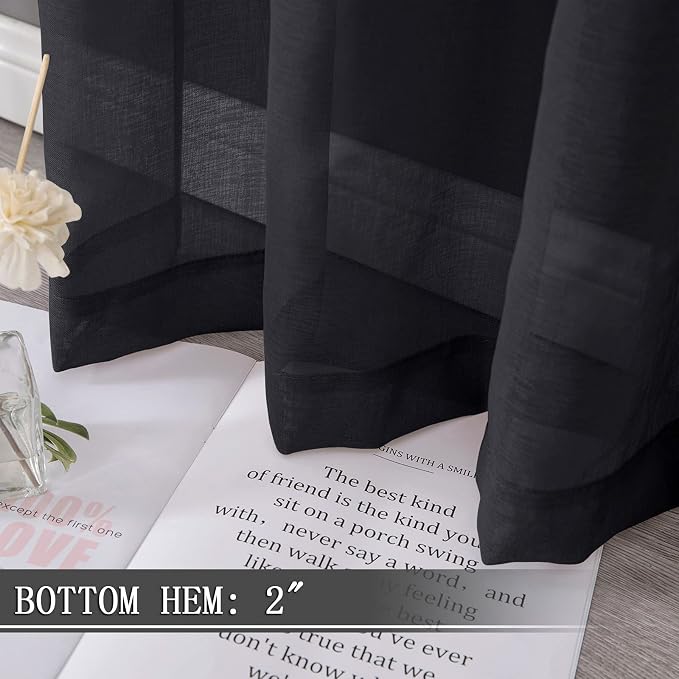 Tollpiz Sheer Curtains Linen Textured Living Room Curtain Sheers Light - Image 4