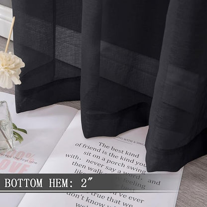 Tollpiz Sheer Curtains Linen Textured Living Room Curtain Sheers Light - Image 4