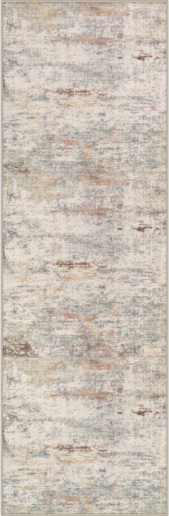 2.6x8 Washable Runner Rug：Modern Abstract Kitchen Soft Carpet Taupe | by FXRHLP