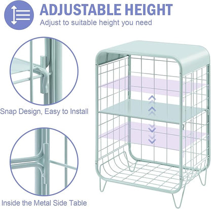 APEXCHASER Cute Nightstand, Metal Side Table, 3 Tier End Table - Image 4