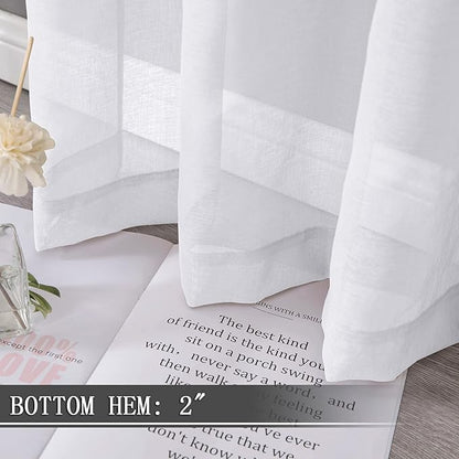 Tollpiz Short Sheer Tier Curtains Linen Textured Half Kitchen Curtain Sheers - Image 4