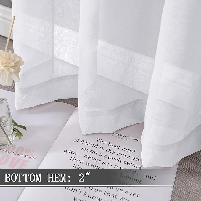 Tollpiz Short Sheer Curtains Living Room Linen Textured Curtain Sheers Light - Image 4