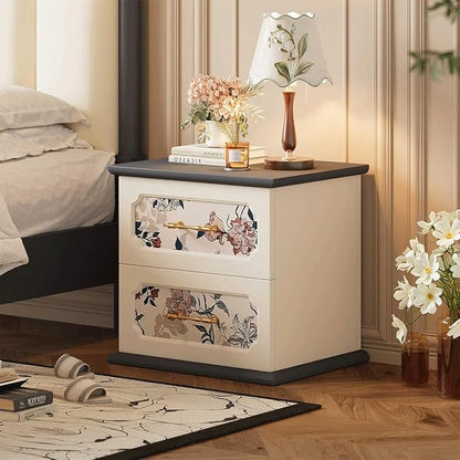 Vintage-Print New Chinese-Style Bedside Table, Office/Bedroom/Living Room - Image 2