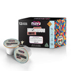Nuyu Mushroom Coffee Pods, K-Cups, 100% Medium Roast Arabica Coffee with Lion's Mane, Reishi, Chaga, Cordyceps, 2000mg per Pod (12, French Vanilla)