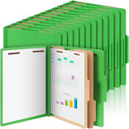 36 Pcs Classification Folders Letter Size, 2 Divider Pressboard File Folders with 3. 5 Inch Expansion, 2 Prongs Fastener, Heavy Duty Office File Organizers for Teachers, Medical (Green)