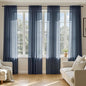MIULEE Navy Blue Sheer Curtains 90 Inches Long 4 Panels 42 x 90 Inches | Light by MIULEE