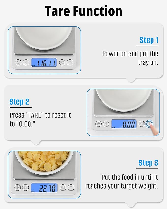NEXT-SHINE Gram Scale, Digital Pocket Scale Portable Mini Size 500g x 0.01g with Back-Lit LCD Display Stainless Steel Platform Grams Ounces for Coffee Brewing Jewelry Cooking Baking