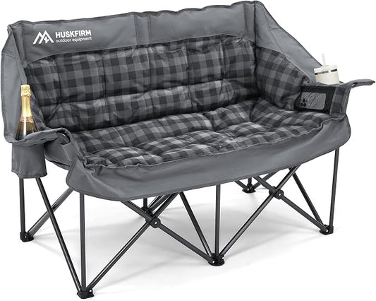 Double Camping Chair Padded 2 Person Camping Chair Camping Loveseat by Huskfirm