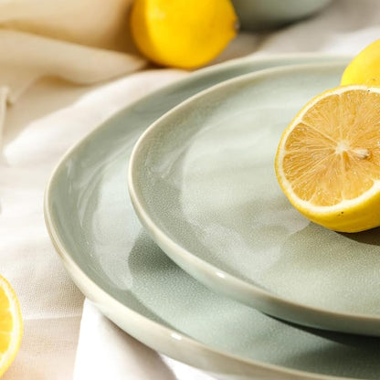 Stone Lain Mirella 4-Piece Dinner Plate Set Stoneware, Dishwasher and Microwave Safe, Light Green