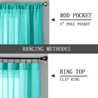 Tollpiz Sheer Curtains Bedroom Linen Textured Curtain Sheers Light Filtering - Image 5