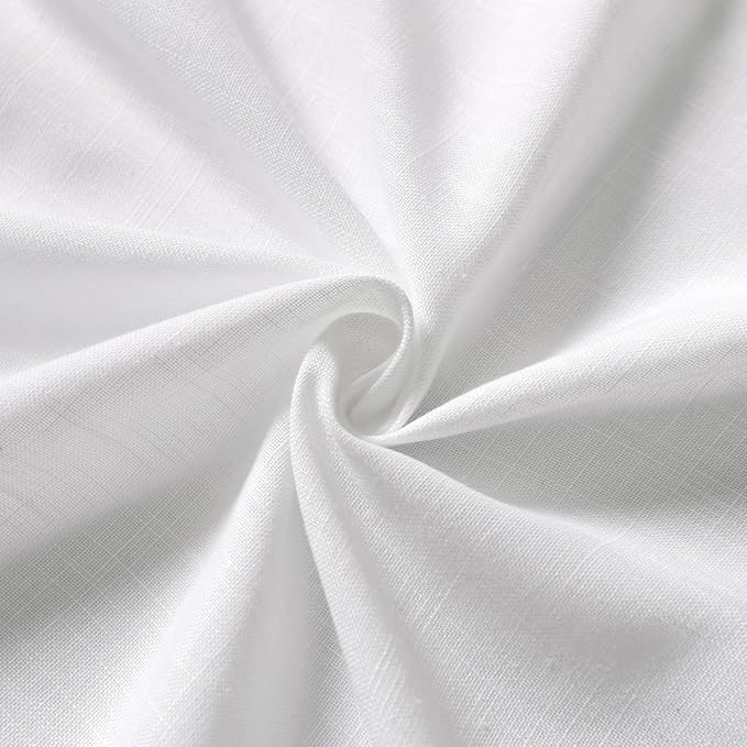 White Kitchen Curtains 36 Inch Length Set 2 Panel Back Tab Pocket Semi Sheer - Image 6
