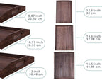 Serving Trays Set of 3 - Ottoman Wood Trays for Entertainment, Food and Décor - Rustic Farmhouse Distressed Finish - Stained Wood Brown
