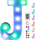 Foaky Colorful LED Letter Lights with Remote,Marquee Light Up Letters Sign for Night Light Wedding/Birthday Party Battery Powered Christmas Lamp Home Bar Decoration(J)