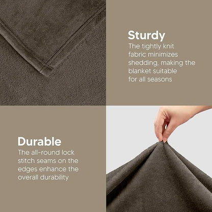 Utopia Bedding Ultra Soft Fleece Bed Blanket Twin Size Brown | Microfiber Plush - Image 3