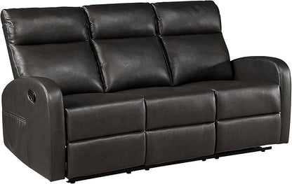 Lexicon Manual Reclining Sofa, Faux Leather Recliner Sofa, Wall Hugger - Image 9