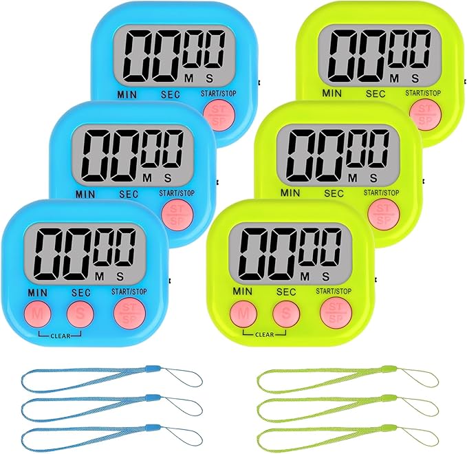 ZILLEEN Classroom Timer for Kids Teachers Digital Timers, Blue Green 6 Pack