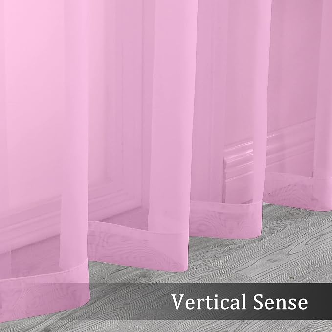 Pink Sheer Curtains 90 Inch Length, Elegant Soft Sheer Curtains - Image 5