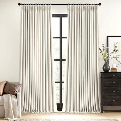 MIULEE Natural Pinch Pleated 100% Blackout Linen Curtains 40x92 Inches | Room by MIULEE