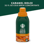 Starbucks Cold Brew Coffee Concentrate, Caramel Dolce, 100% Arabica, Multi-Serve Bottle (32 Fl Oz)