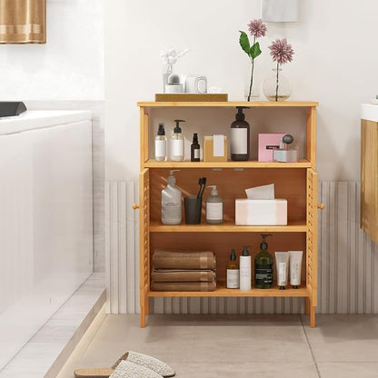 Giantex Storage Cabinet, Bamboo Bathroom Floor Cabinet - Image 6