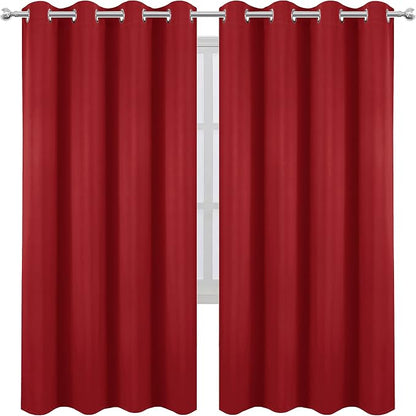 Red Blackout Curtains/52 x 72 Inch/Set of 2 Panels Room Darkening Curtains - Image 2