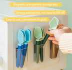 2 SET of 8 PCS Multi-functional sealing clip with measuring spoon Magnetic Coffee Measuring Spoon Sealing Clips with Wall Container Mount, PP materia, Deep Bowl Design (White)