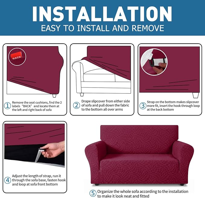 ZNSAYOTX 1 Piece Stretch Loveseat Covers - Image 4