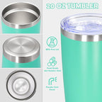 20oz Tumbler Bulk Stainless Steel Tumbler Cup with Lid Vacuum Insulated Double Wall Travel Mug, Durable Powder Coated Travel Coffee Tumbler Mug for Hot & Cold Drinks, Light Blue,8 Pack