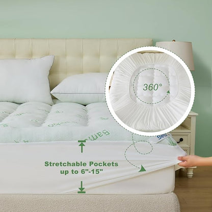 BEDLORE Twin XL Mattress Topper Viscose Derived from Bamboo, Thick Pillow Top - Image 6