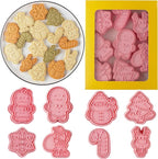 8 Pcs Christmas Cookie Cutters Set Baking Molds 3D Christmas Press type Cookie Cutter for Baking, Fondant, Cheese, and Pastries