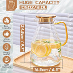 Yirilan Glass Pitcher, 3 Liter Water Carafe With Lid, Iced Tea Pitcher for Fridge