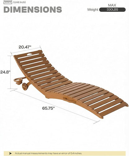 Folding HDPE Pool Lounge Chairs Set of 2, Pre-Assembled Outdoor Chaise Lounge - Image 2