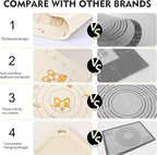 Ourokhome Silicone Baking Mat Sheet and Pastry Dough Cutter, 0.5 Inch Thick 32" X 24" BPA free Silicone Rolling Mat, Non-Stick and Anti-Slip, Dishwasher Safe (Beige)