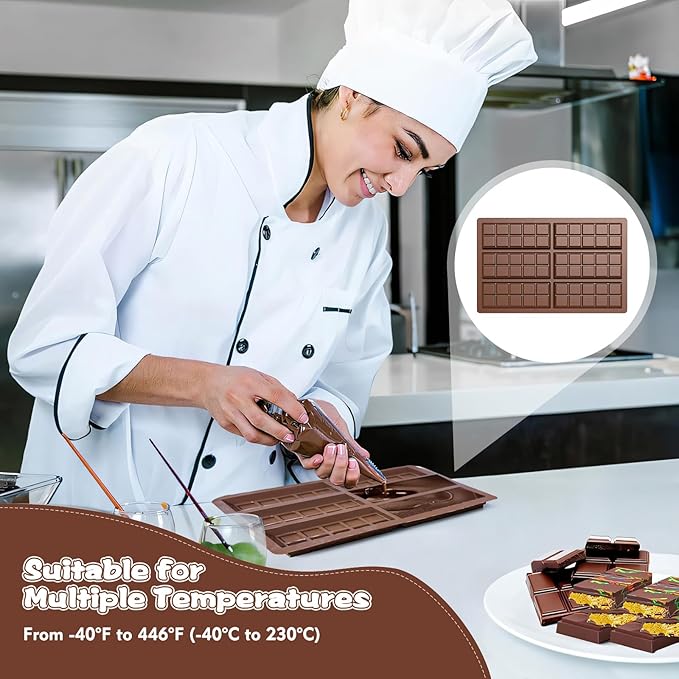 Chocolate Bar Mold, Silicone Dubai Chocolate Bar Mold, Non-Stick Chocolate Bar Molds, Deep Chocolate Bar Mold for Dubai Chocolate Bar Pistachio, Candy, Milk Chocolate Bar