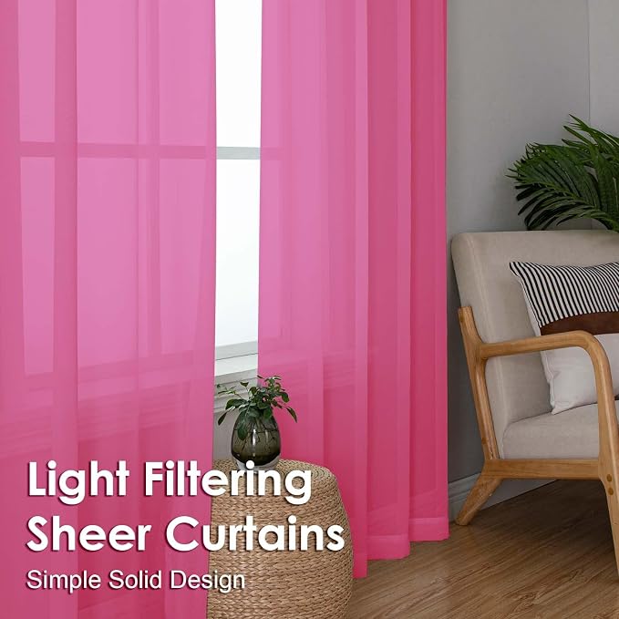 Sheer Curtains 84 Inches Long 2 Panels Set, Light Filtering Transparent - Image 6
