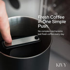 KIVY Vacuum Coffee Canister - Push Lid Preserves Coffee Aroma & Oil - Stainless Steel Airtight Coffee Canister - Container for Ground & Coffee Bean Storage - Removes Excess Air