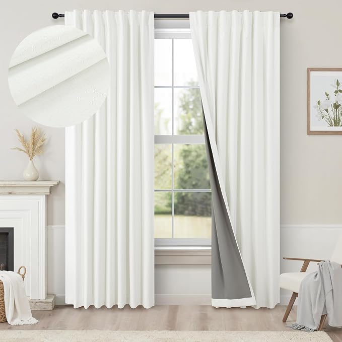 Black Out Curtains 72 Inch Long 2 Panel Burg Lightweight Faux Linen Cute by Pitalk