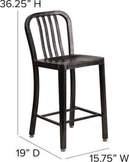 Flash Furniture Gael Commercial Grade 2 Pack 24" High Black-Antique Gold Metal - Image 3