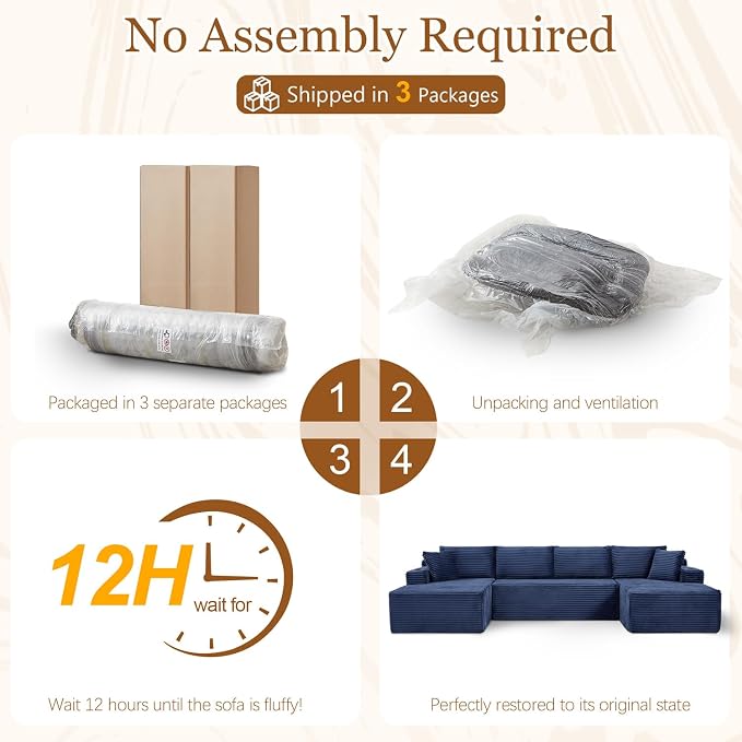 125" Modular Sectional Sleeper Sofa, Boneless Cloud Couch - Image 5