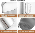 Milk Frother Pitcher 20 OZ，Espresso Milk Frothing Pitcher, Milk Steamer Cup Steaming Pitcher, Stainless Steel Coffee Froth Cup with Latte Art Pen for Coffee Cappuccino (Silver)