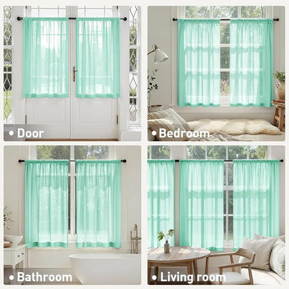 MIULEE Aqua Sheer Curtains 63 Inches Long 4 Panels 42 x 63 Inches | Light - Image 6
