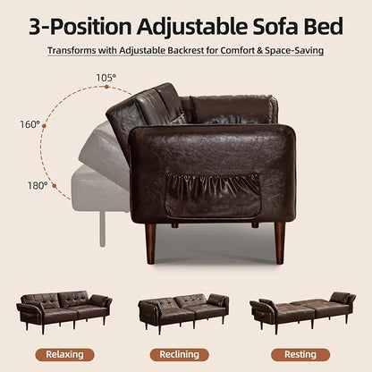 HALLYBEE 85” Futon Sofa Bed, Sleeper Sofa, Small Couch - Image 5