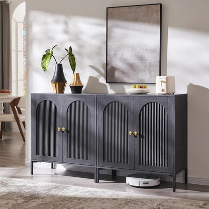 IFBUY Modern Sideboard Buffet Cabinet, 61.75" W Fluted Arched Buffet Cabinet by IFBUYFarmhouseFurniture